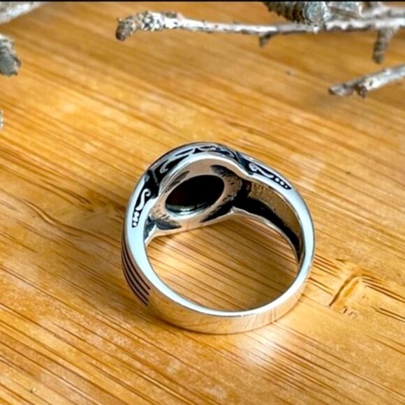 925 Sterling Silver Men's Rings With Natural Onyx - Picture 7 of 9